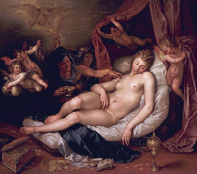 Hendrick Goltzius Danae receiving Jupiter as a shower of gold. oil painting picture